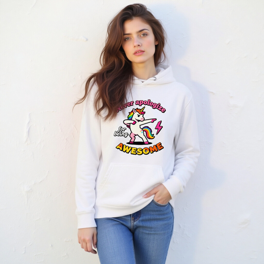 Unisex Dabbing Unicorn Hoodie - Never Apologize for Being Awesome - Image 11