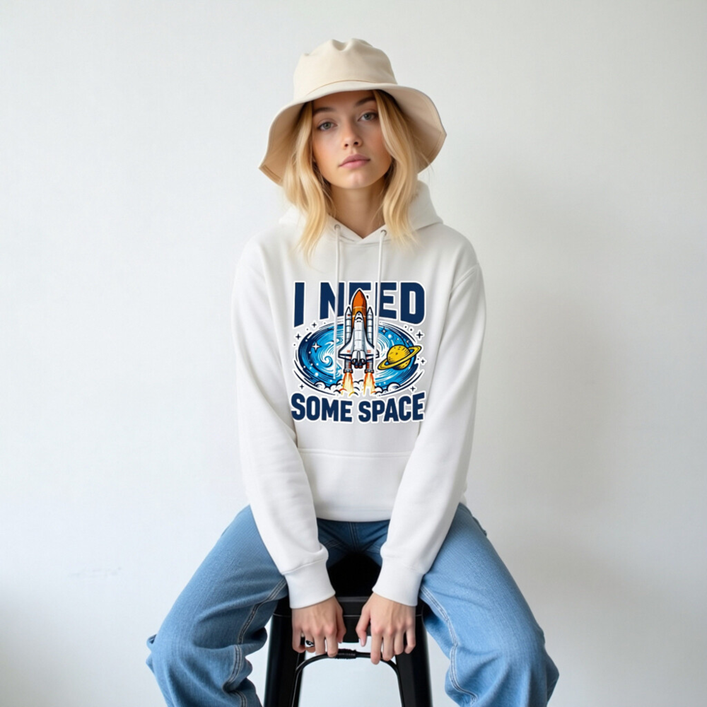 Unisex Space Hoodie - I Need Some Space Rocket Design - Image 6