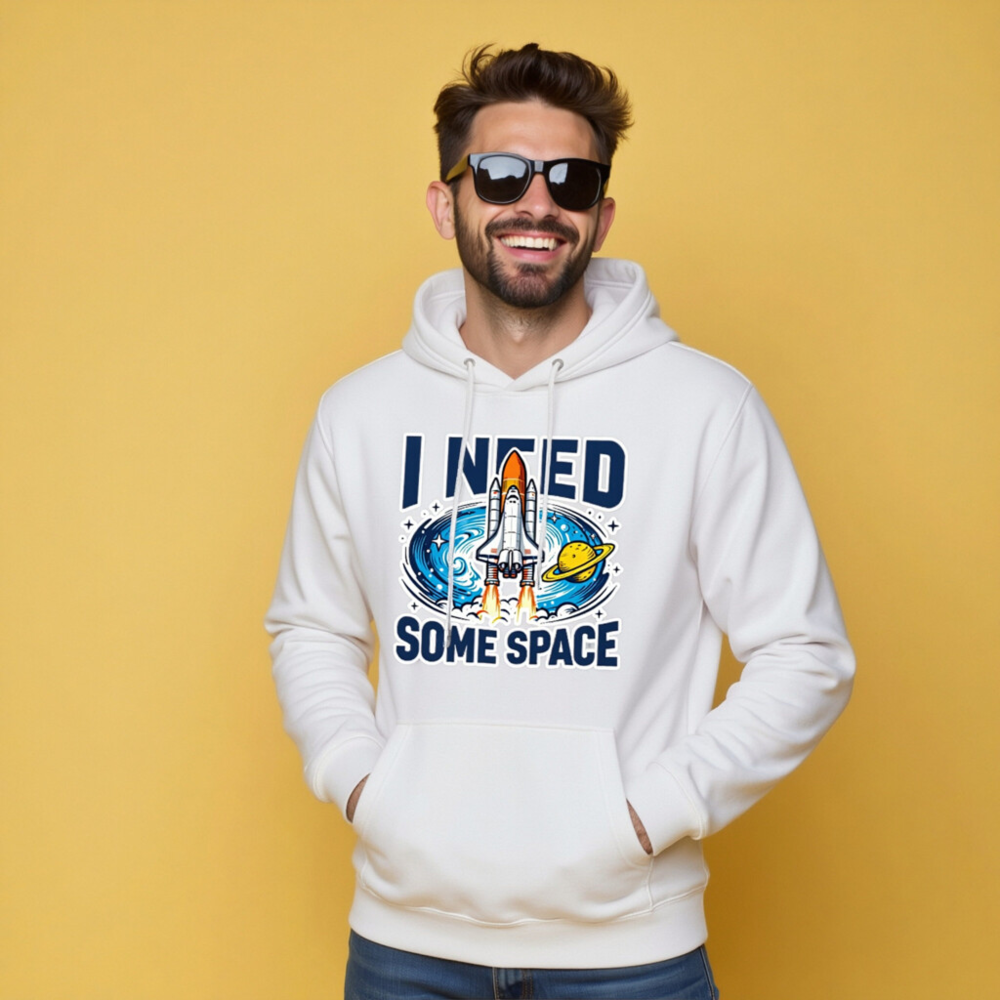 Unisex Space Hoodie - I Need Some Space Rocket Design - Image 10