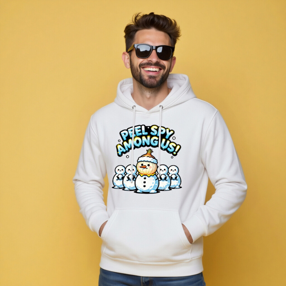 Peel Spy Among Us Unisex Hoodie - Onion Snowman Design - Image 10
