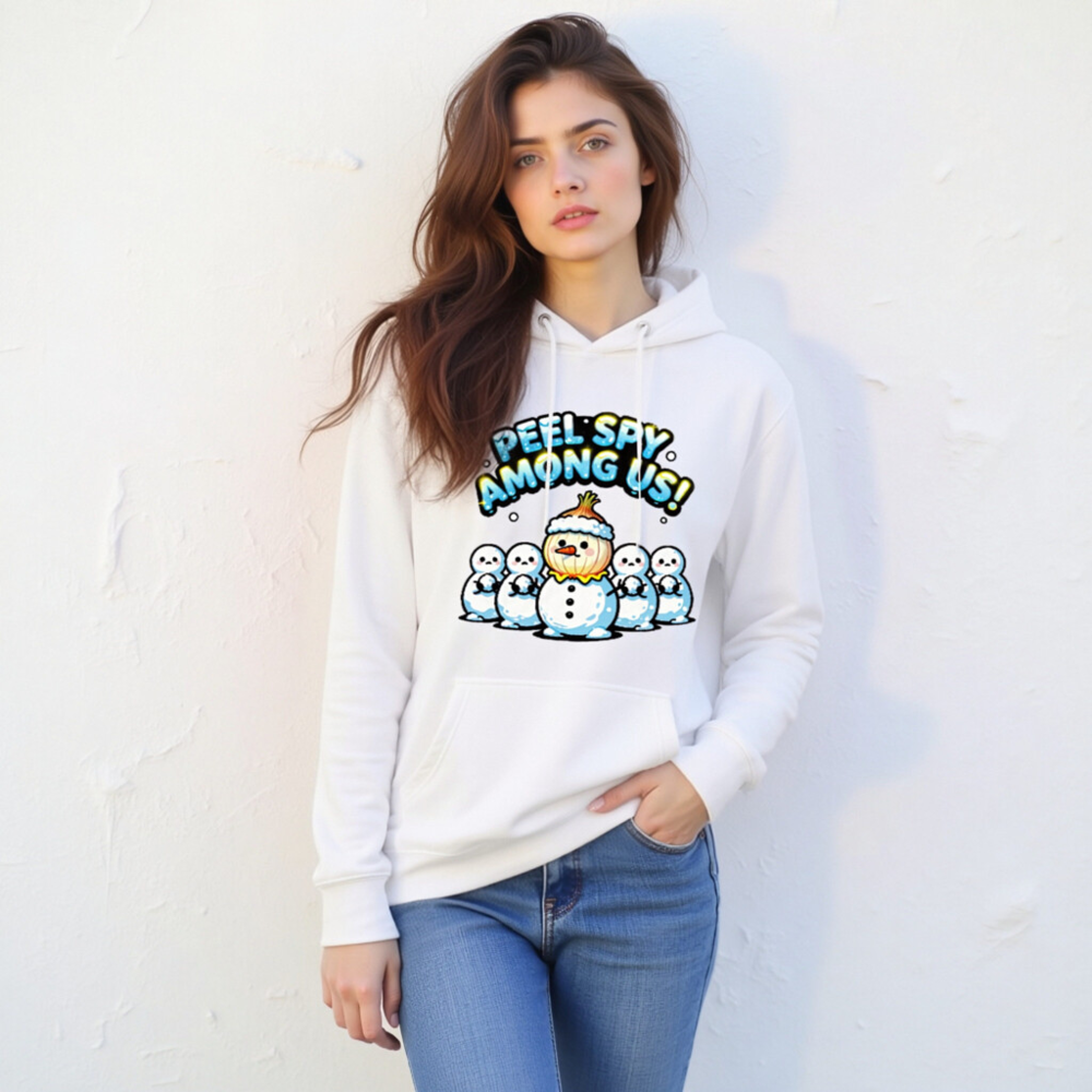 Peel Spy Among Us Unisex Hoodie - Onion Snowman Design - Image 11