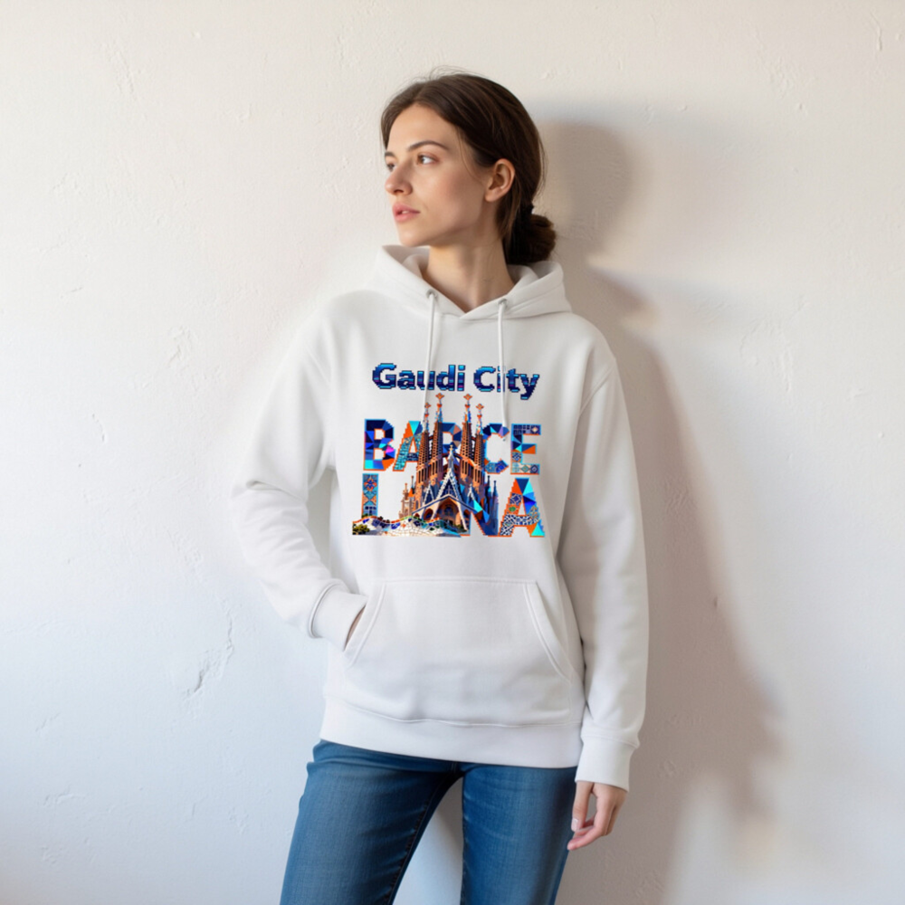 Gaudi City Barcelona Hoodie | Unisex Premium Pullover with Sagrada Familia & Park Güell Design - Image 7