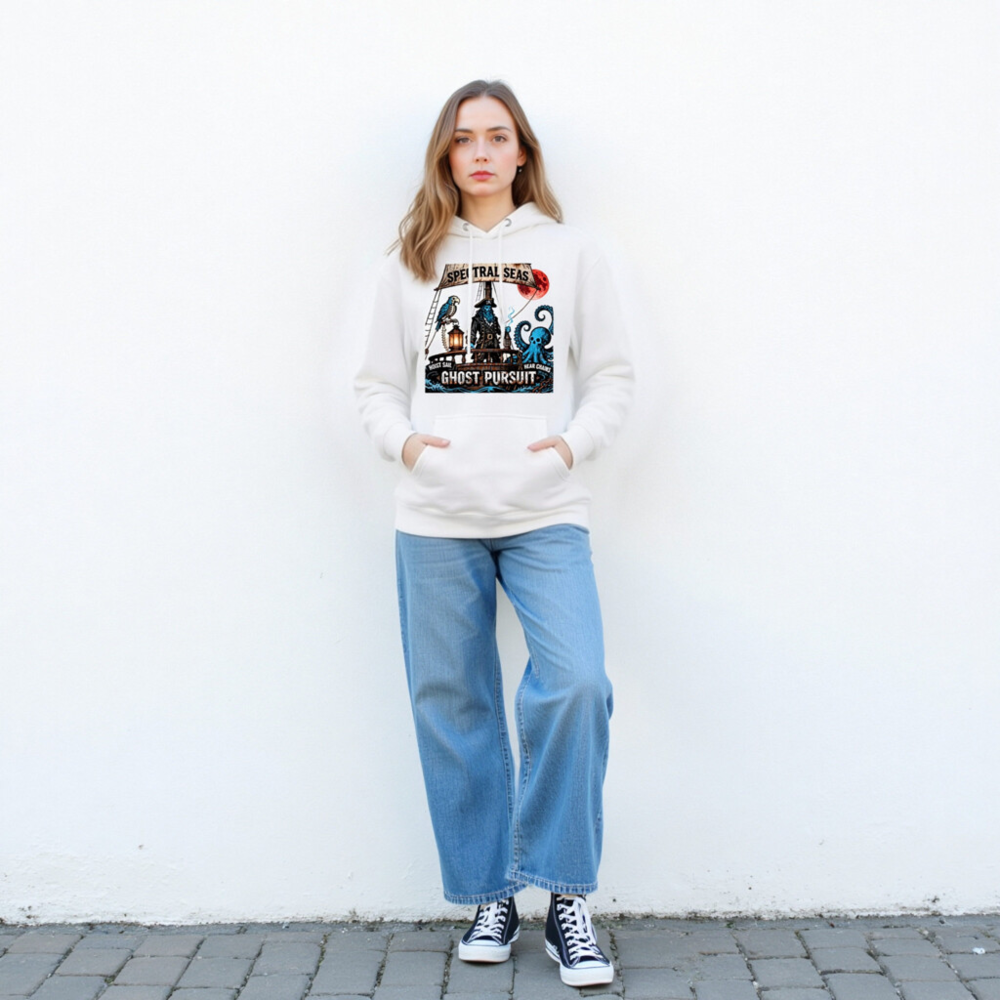 Spectral Seas Ghost Pursuit Unisex Hoodie - Premium Pullover with Pirate & Octopus Design - Image 4