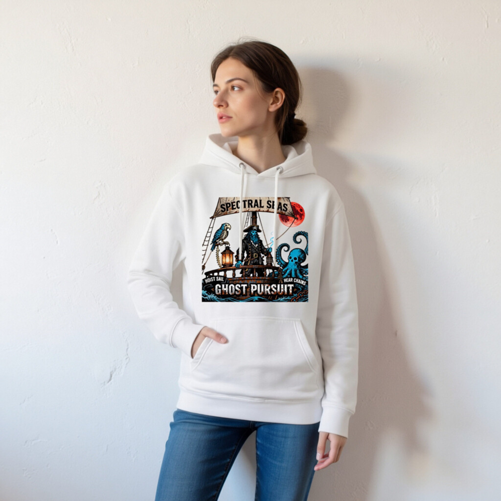 Spectral Seas Ghost Pursuit Unisex Hoodie - Premium Pullover with Pirate & Octopus Design - Image 7