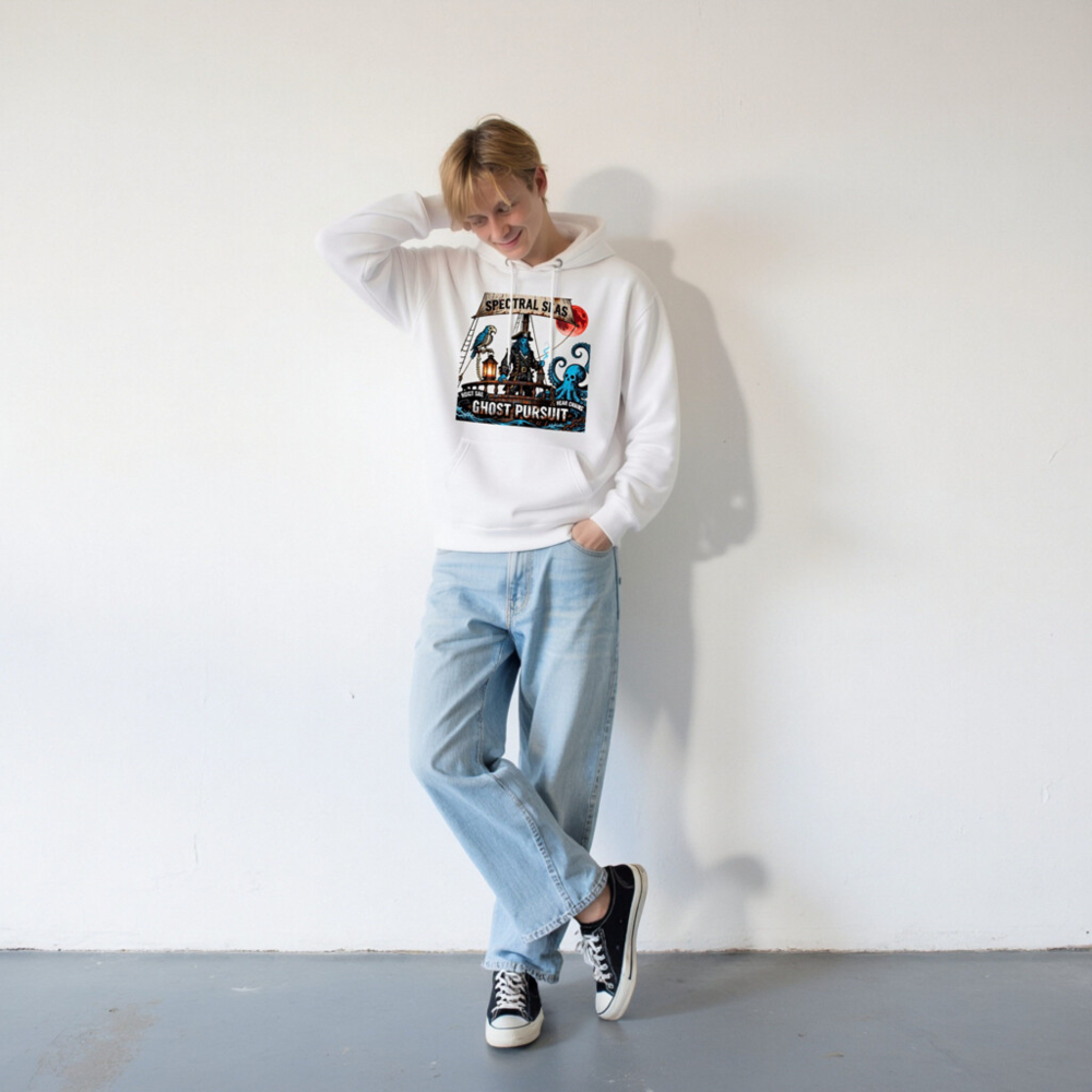 Spectral Seas Ghost Pursuit Unisex Hoodie - Premium Pullover with Pirate & Octopus Design - Image 8