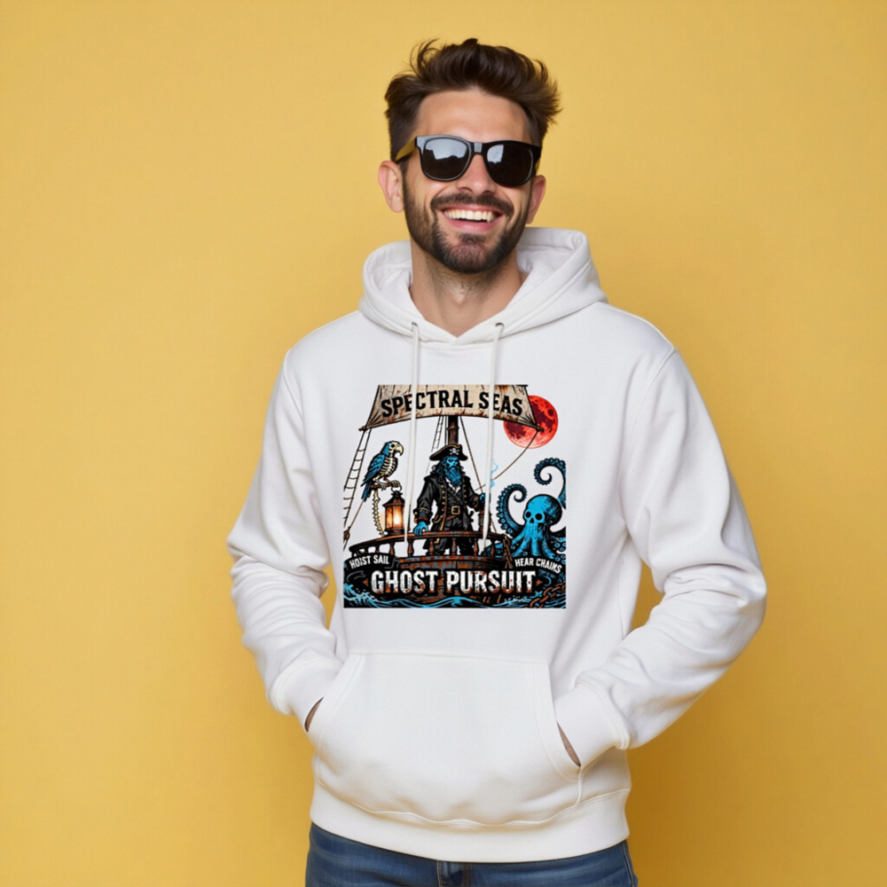 Spectral Seas Ghost Pursuit Unisex Hoodie - Premium Pullover with Pirate & Octopus Design - Image 10