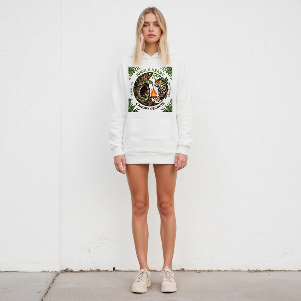 Jungle Heart Canopy Secrets Unisex Hoodie | Premium Pullover with Jungle Animal Art - Image 5
