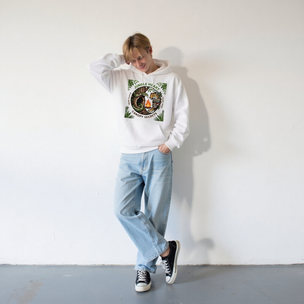 Jungle Heart Canopy Secrets Unisex Hoodie | Premium Pullover with Jungle Animal Art - Image 8