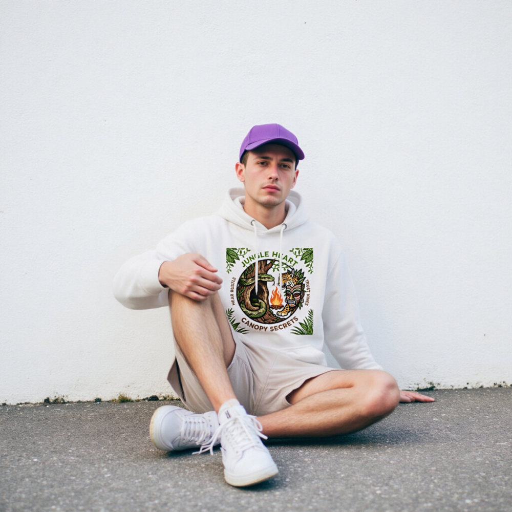 Jungle Heart Canopy Secrets Unisex Hoodie | Premium Pullover with Jungle Animal Art - Image 9