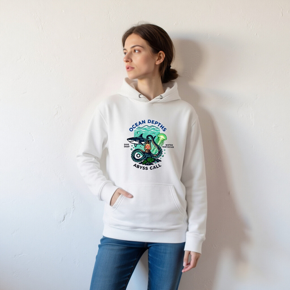 Ocean Depths Abyss Call Unisex Premium Pullover Hoodie | Dive Deep, Watch Tentacles - Image 7