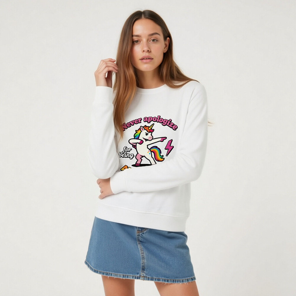 Unisex Organic Sweatshirt - Dabbing Unicorn: Never Apologize for Being Awesome - Image 5
