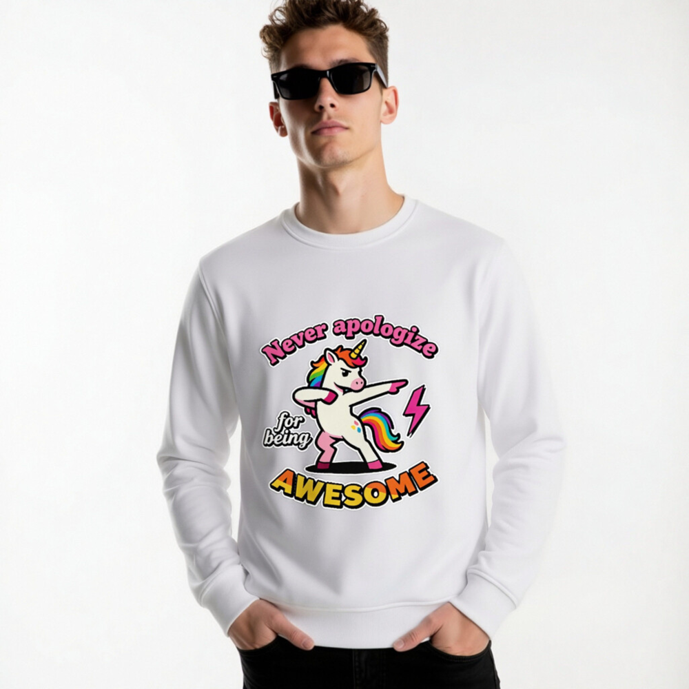 Unisex Organic Sweatshirt - Dabbing Unicorn: Never Apologize for Being Awesome - Image 7