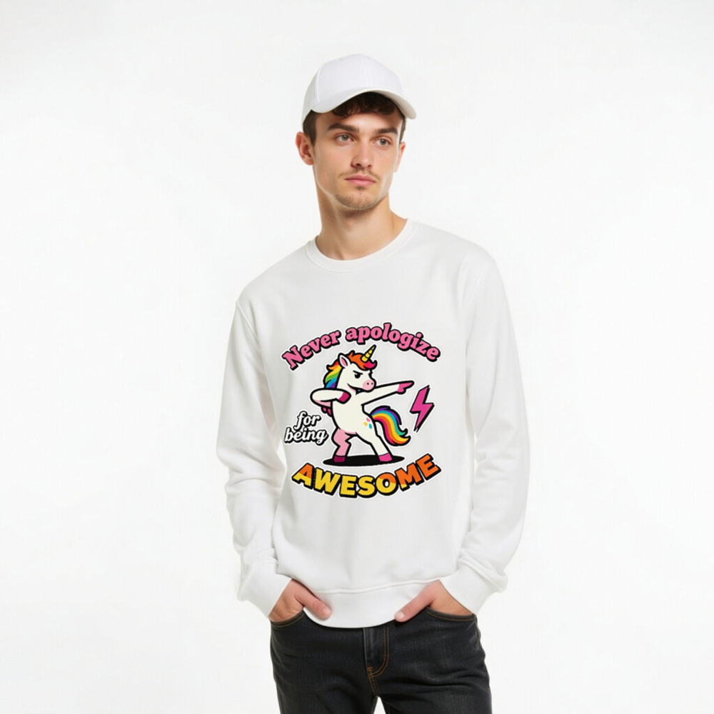 Unisex Organic Sweatshirt - Dabbing Unicorn: Never Apologize for Being Awesome - Image 10