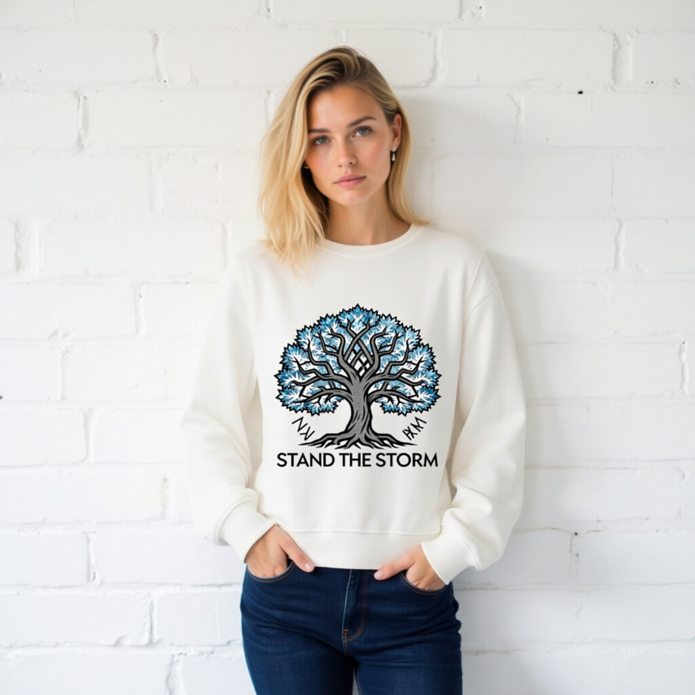 Unisex Organic Sweatshirt | Stand the Storm Tree Design - Image 2
