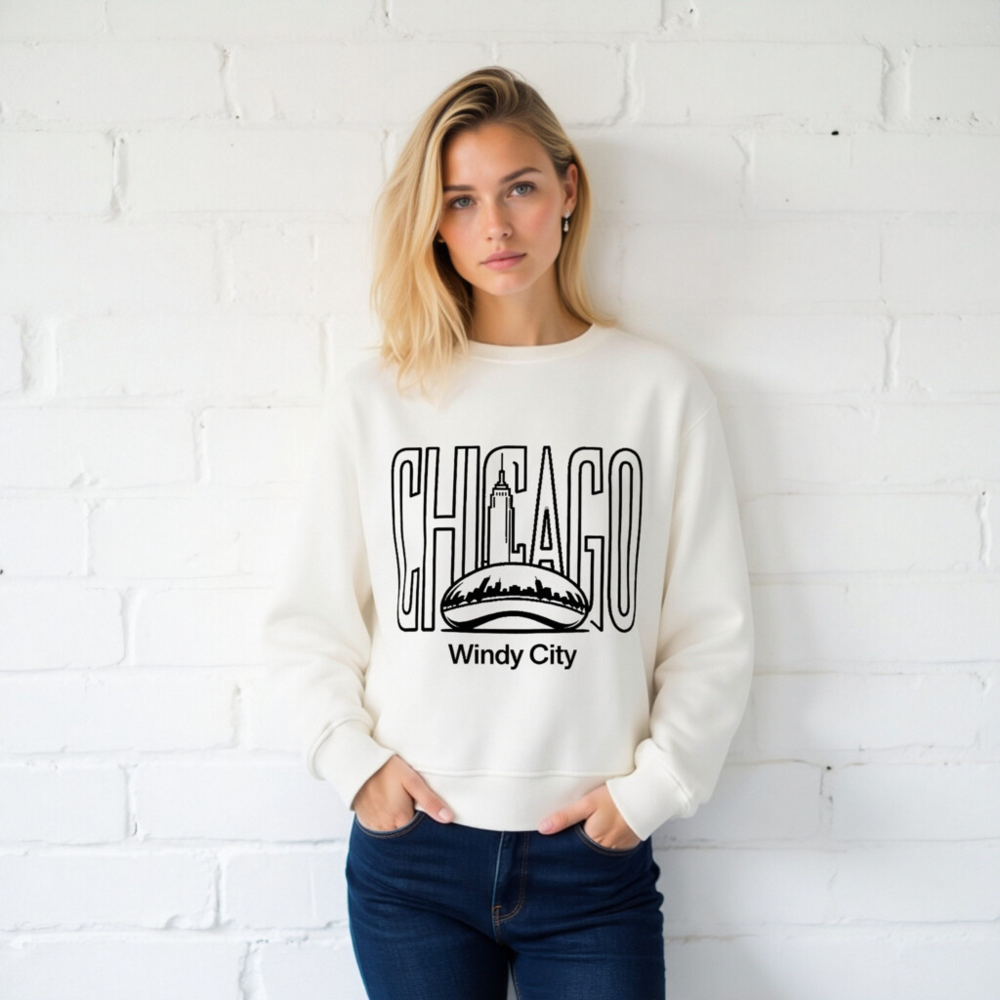 Unisex Organic Sweatshirt | Chicago Windy City Design - Eco-Friendly & Comfortable - Image 2