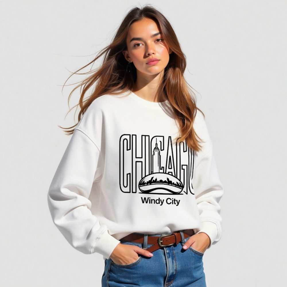 Unisex Organic Sweatshirt | Chicago Windy City Design - Eco-Friendly & Comfortable - Image 4