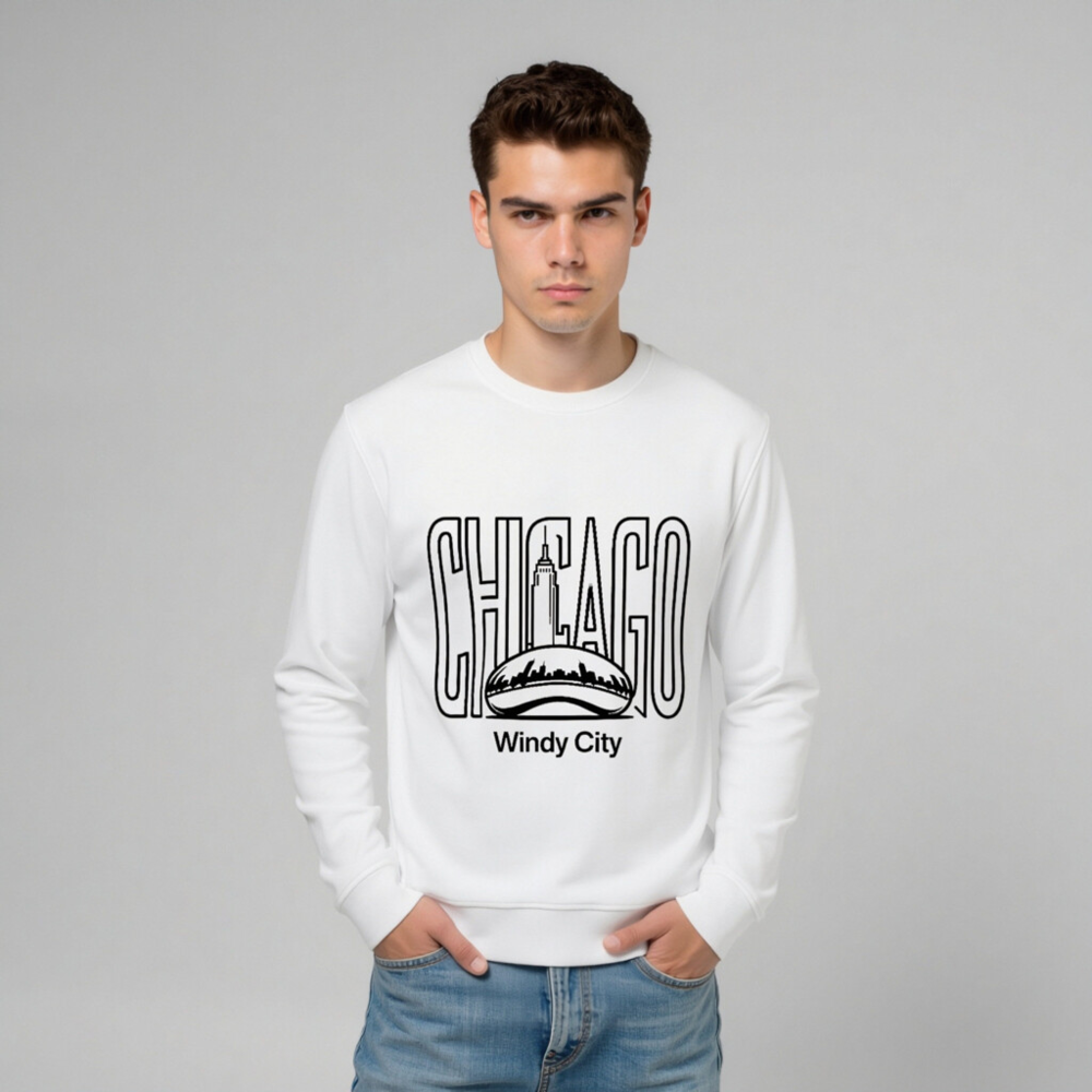 Unisex Organic Sweatshirt | Chicago Windy City Design - Eco-Friendly & Comfortable - Image 7