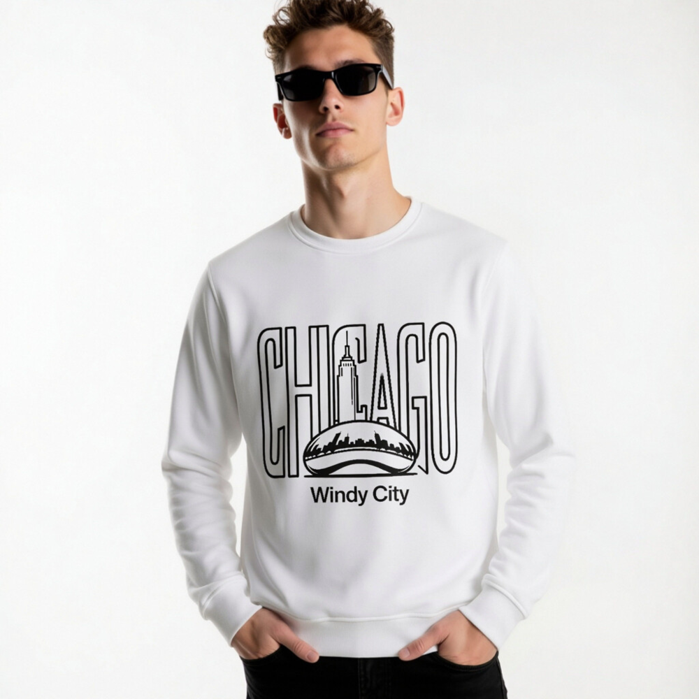 Unisex Organic Sweatshirt | Chicago Windy City Design - Eco-Friendly & Comfortable - Image 8