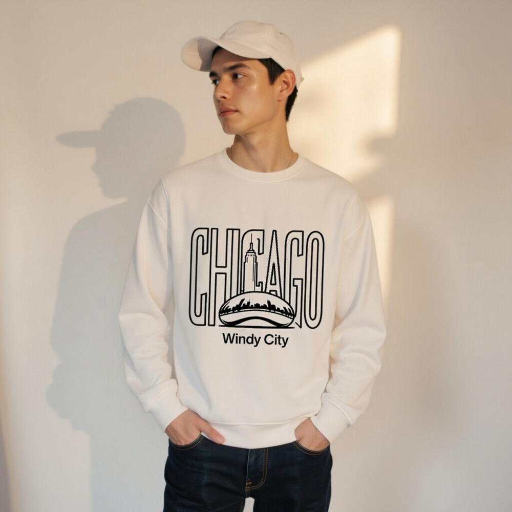 Unisex Organic Sweatshirt | Chicago Windy City Design - Eco-Friendly & Comfortable - Image 9