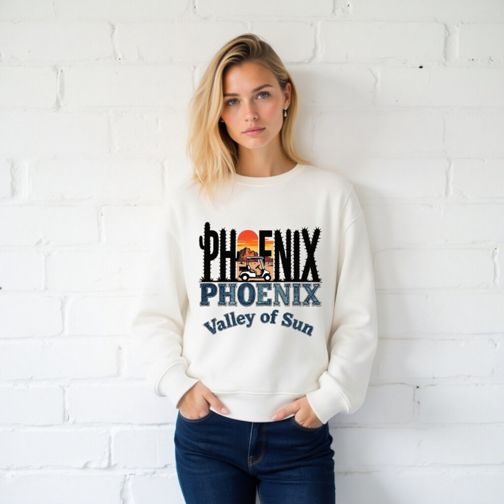 Unisex Organic Sweatshirt | Phoenix Valley of Sun Golf Cactus Design - Image 2