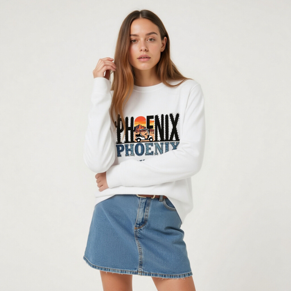 Unisex Organic Sweatshirt | Phoenix Valley of Sun Golf Cactus Design - Image 4