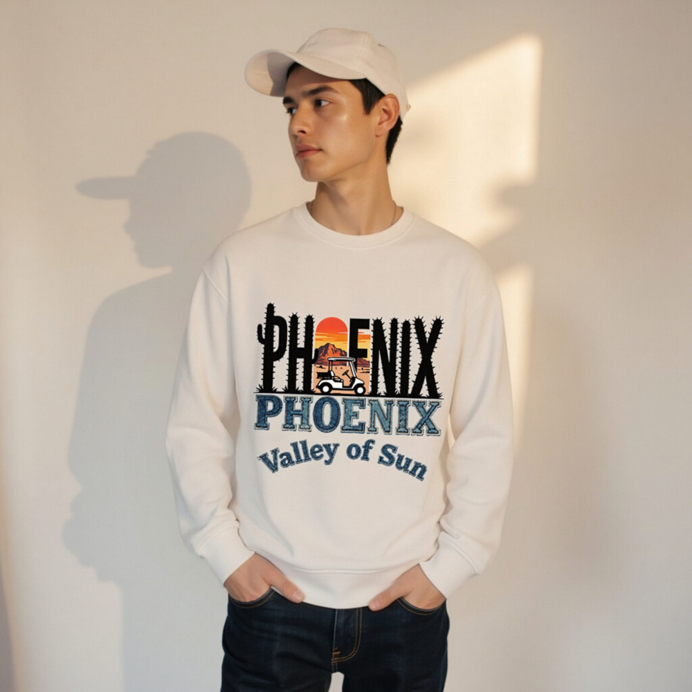 Unisex Organic Sweatshirt | Phoenix Valley of Sun Golf Cactus Design - Image 9