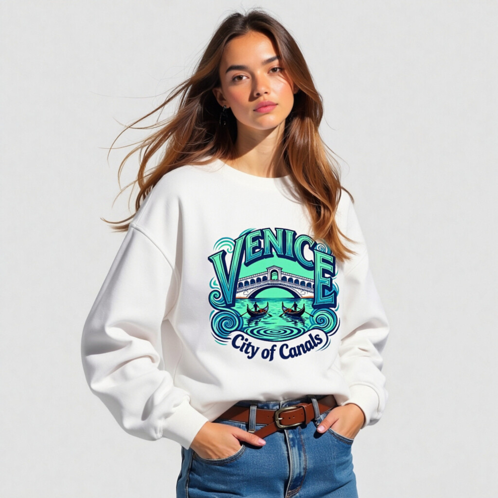 Venice City of Canals Organic Unisex Sweatshirt | Eco-Friendly Cotton Blend - Image 4