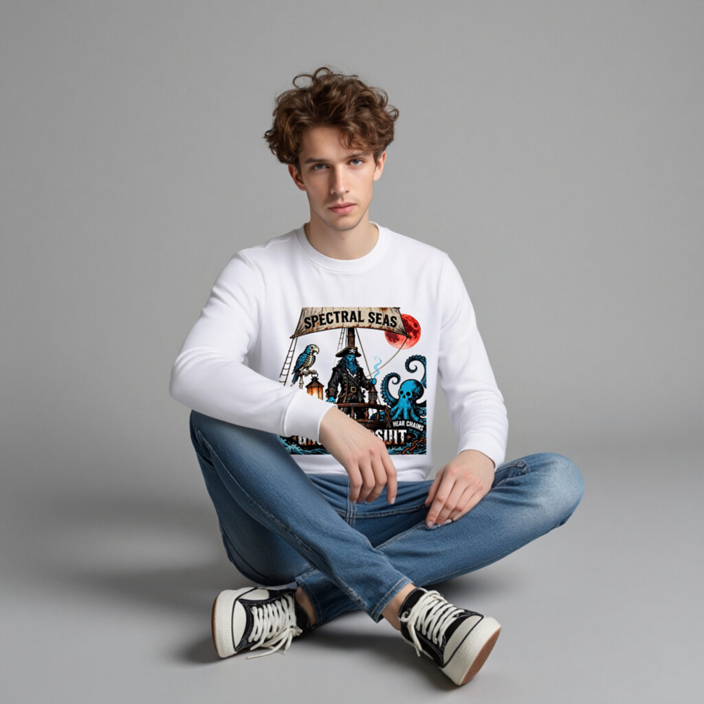 Spectral Seas Ghost Pursuit Unisex Organic Sweatshirt | Hoist Sail, Hear Chains - Image 3