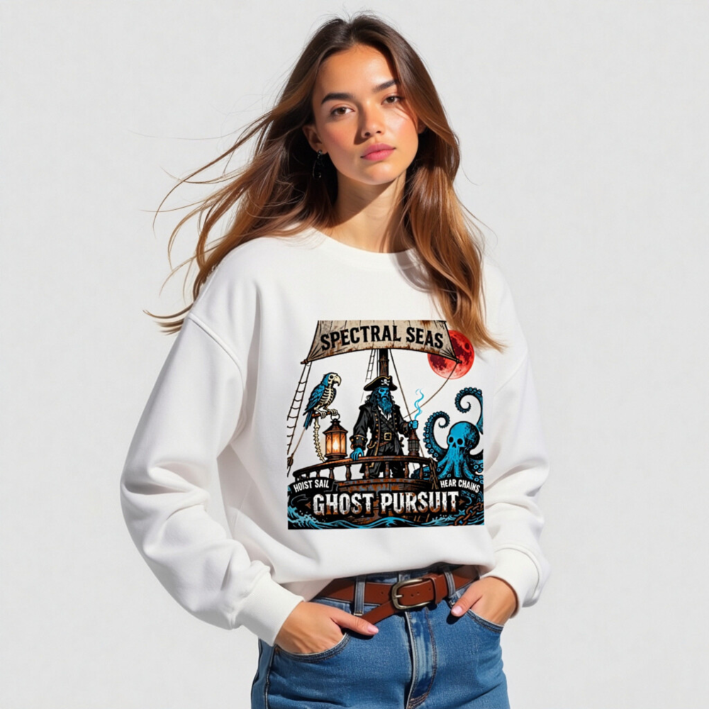 Spectral Seas Ghost Pursuit Unisex Organic Sweatshirt | Hoist Sail, Hear Chains - Image 4