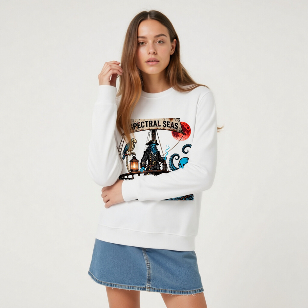 Spectral Seas Ghost Pursuit Unisex Organic Sweatshirt | Hoist Sail, Hear Chains - Image 5