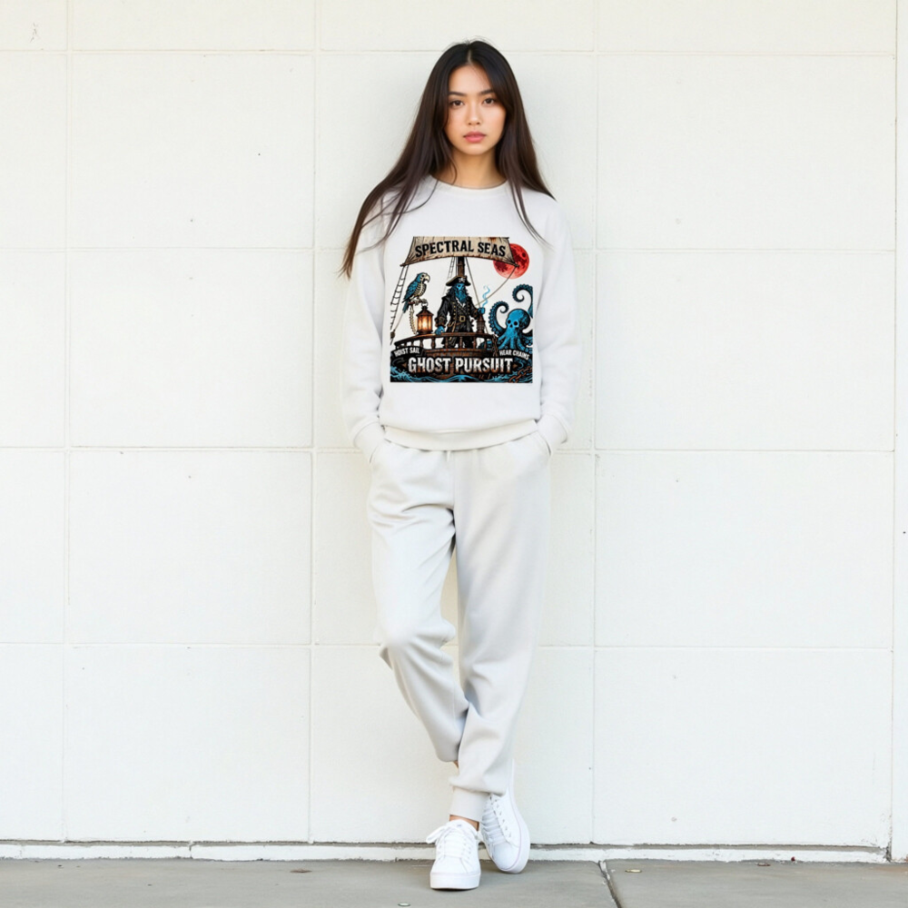 Spectral Seas Ghost Pursuit Unisex Organic Sweatshirt | Hoist Sail, Hear Chains - Image 6