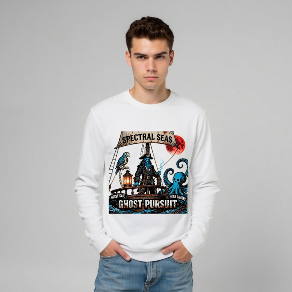 Spectral Seas Ghost Pursuit Unisex Organic Sweatshirt | Hoist Sail, Hear Chains - Image 7