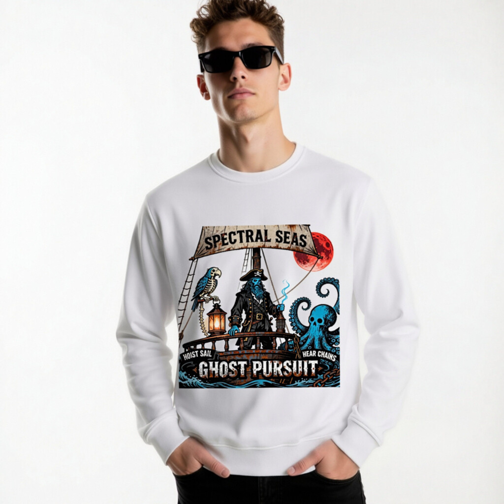 Spectral Seas Ghost Pursuit Unisex Organic Sweatshirt | Hoist Sail, Hear Chains - Image 8