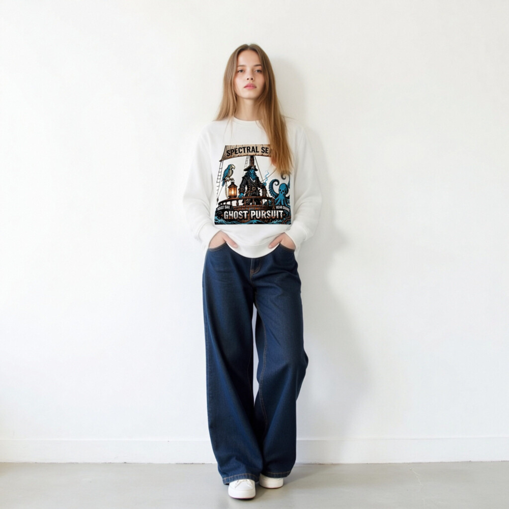 Spectral Seas Ghost Pursuit Unisex Organic Sweatshirt | Hoist Sail, Hear Chains - Image 9