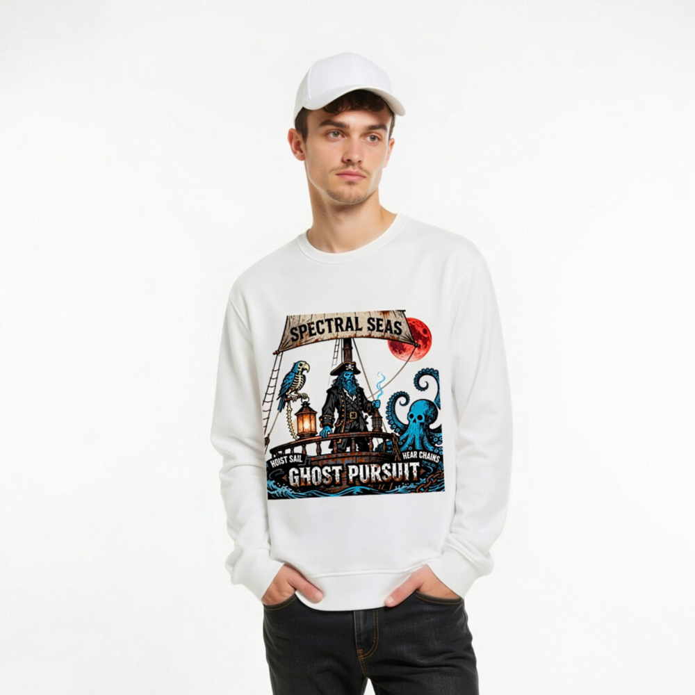 Spectral Seas Ghost Pursuit Unisex Organic Sweatshirt | Hoist Sail, Hear Chains - Image 11