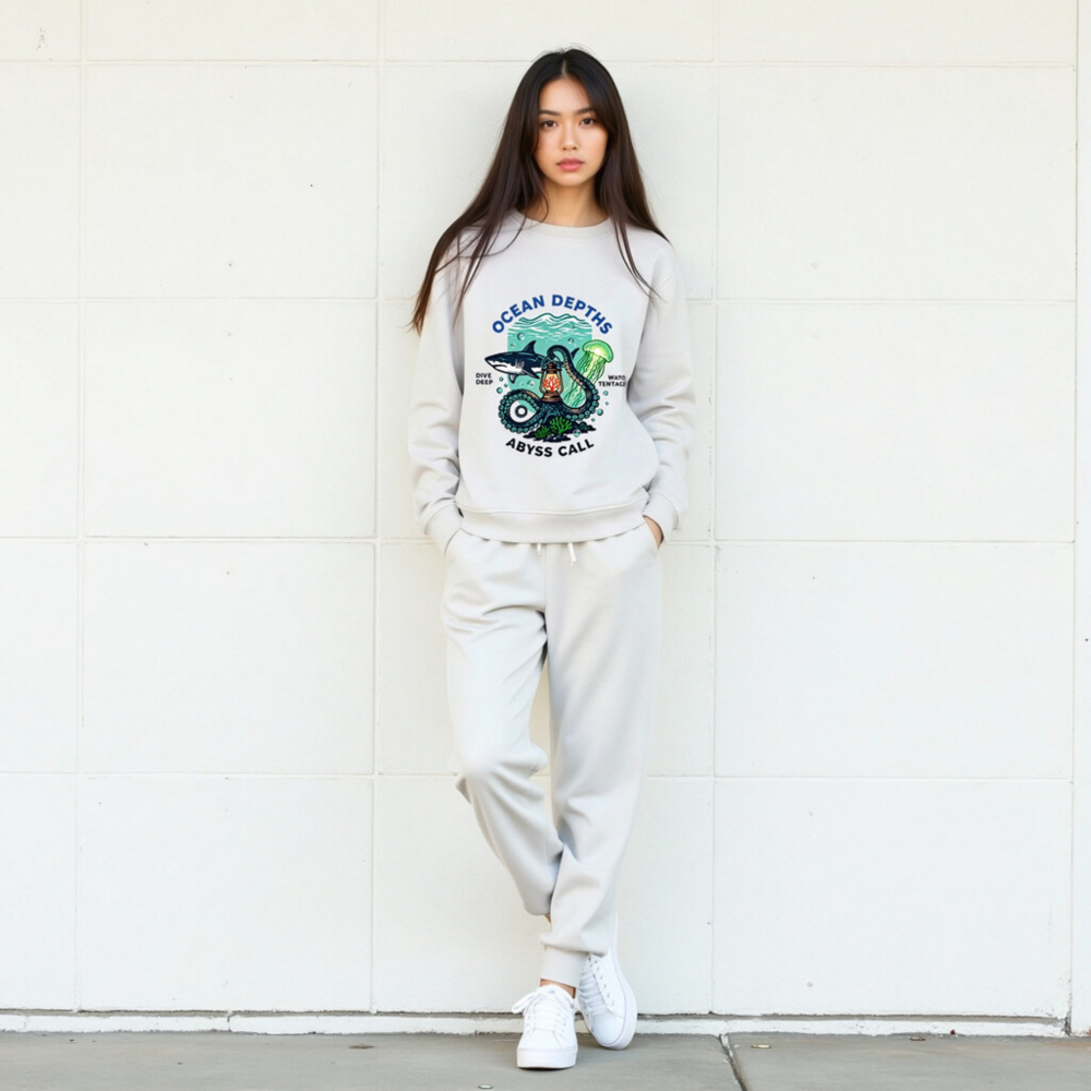 Ocean Depths Unisex Organic Sweatshirt | Abyss Call Dive Deep Watch Tentacles - Image 6