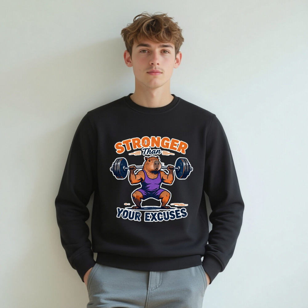 Stronger Than Your Excuses Capybara Sweatshirt | Unisex Organic Cotton - Image 5