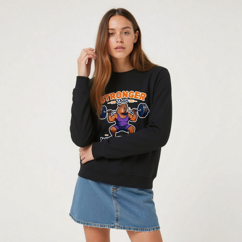 Stronger Than Your Excuses Capybara Sweatshirt | Unisex Organic Cotton - Image 6
