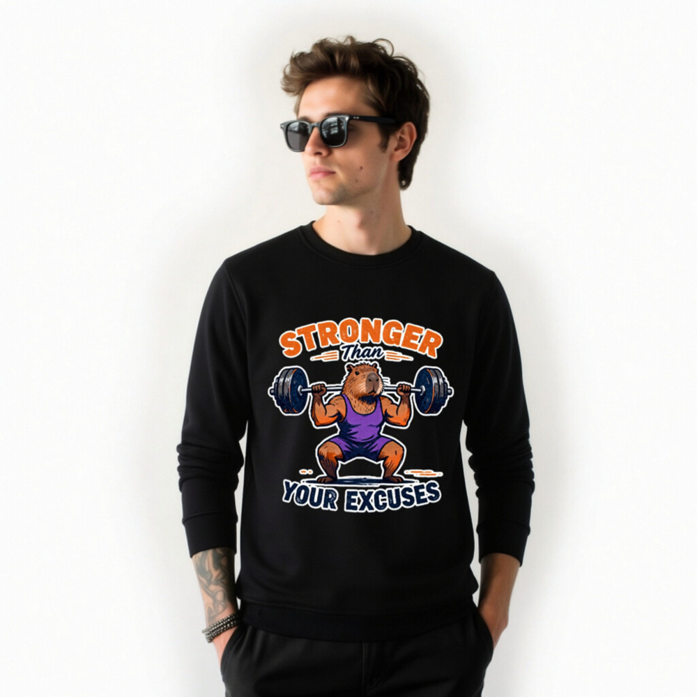 Stronger Than Your Excuses Capybara Sweatshirt | Unisex Organic Cotton - Image 8