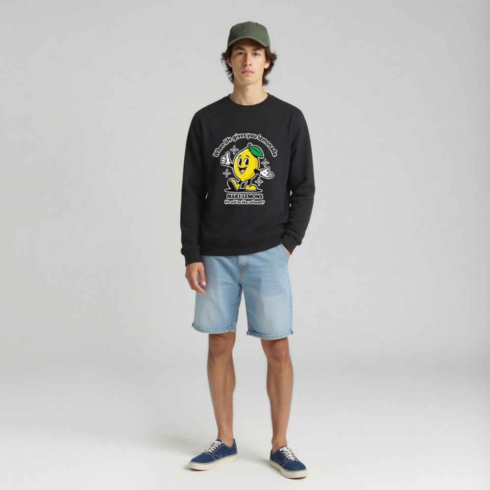 Unisex Organic Sweatshirt | Lemon Motivational Graphic - Make Lemons, Not Life - Image 3