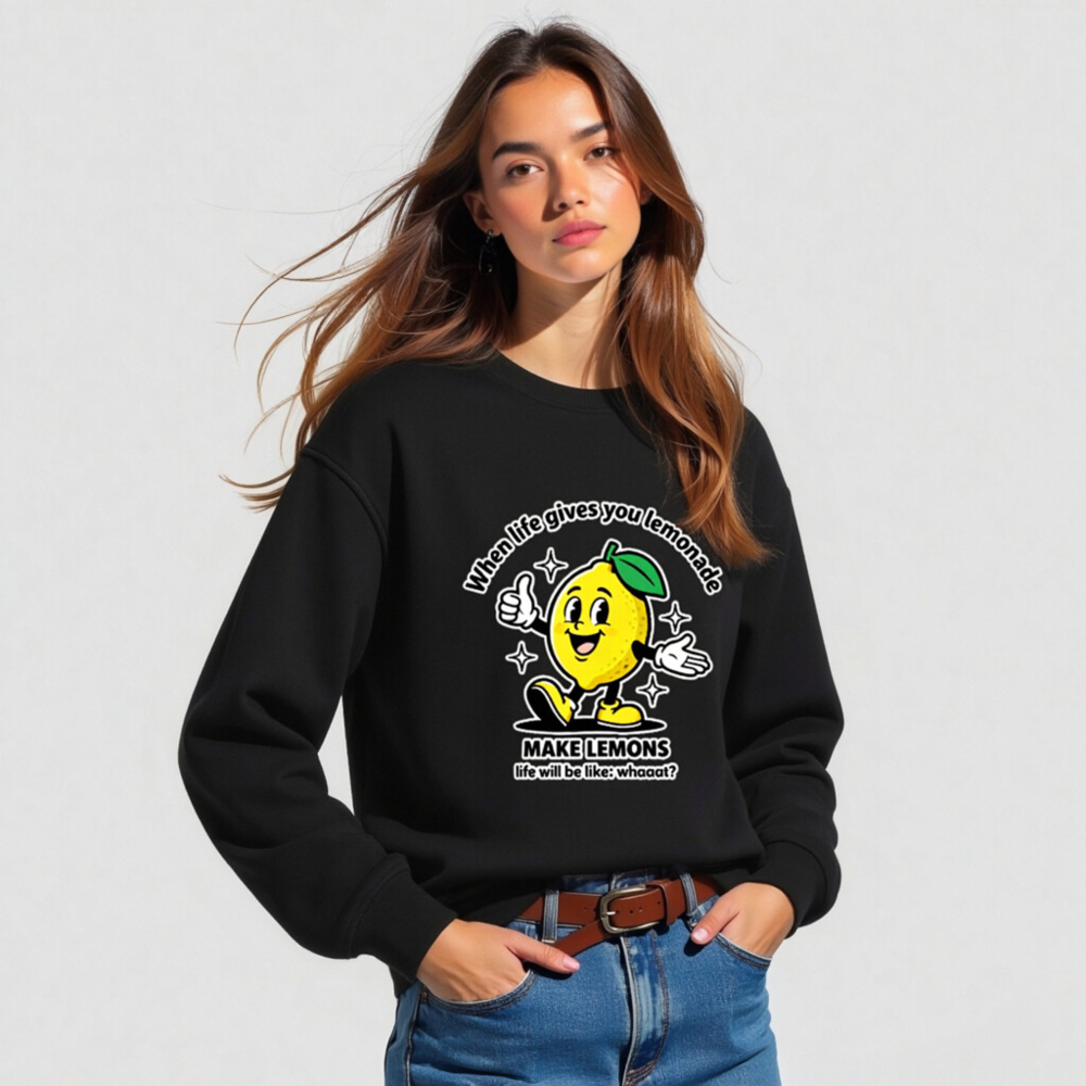 Unisex Organic Sweatshirt | Lemon Motivational Graphic - Make Lemons, Not Life - Image 4