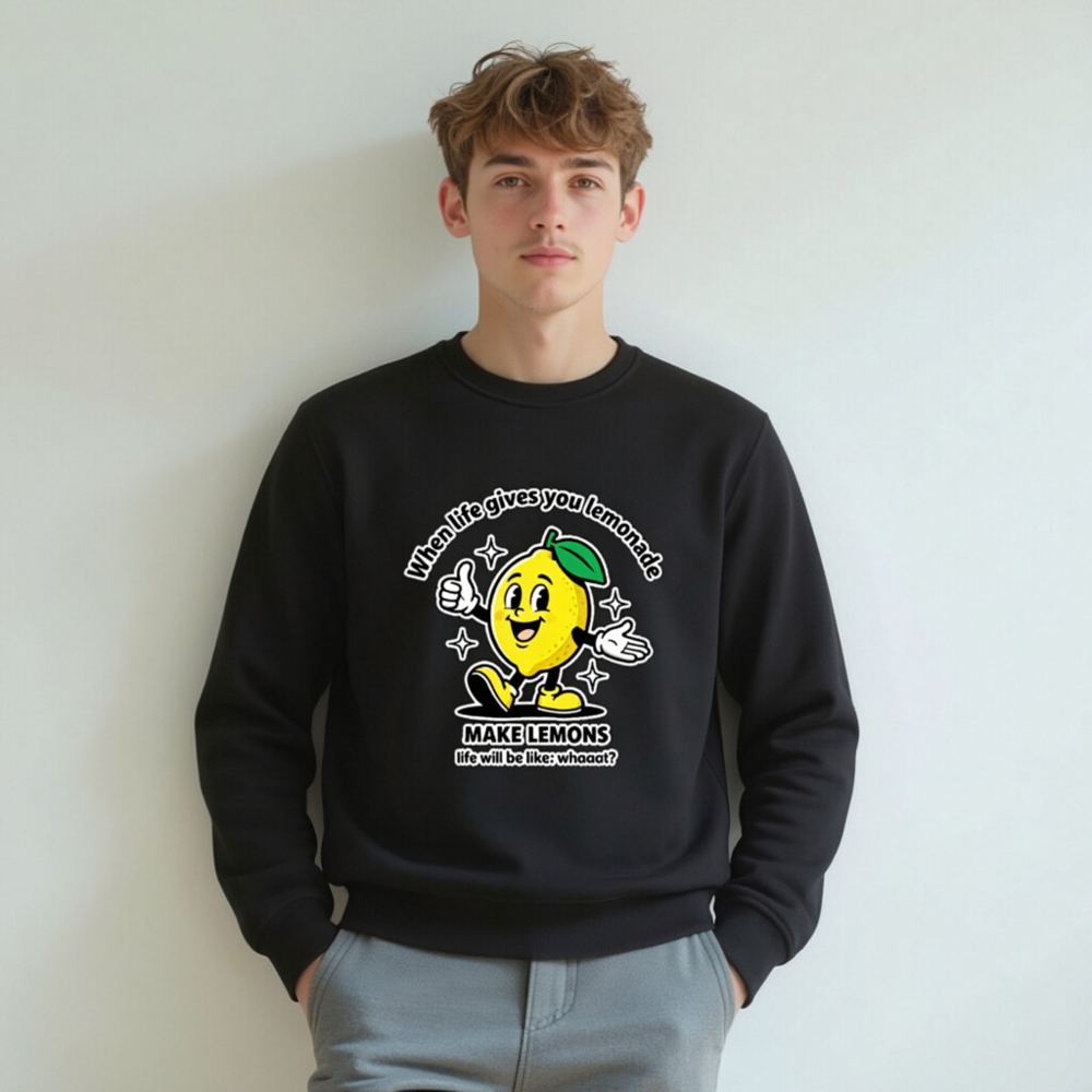 Unisex Organic Sweatshirt | Lemon Motivational Graphic - Make Lemons, Not Life - Image 5