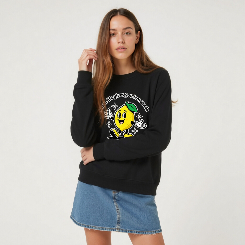 Unisex Organic Sweatshirt | Lemon Motivational Graphic - Make Lemons, Not Life - Image 6