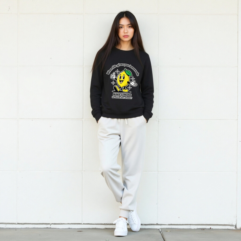 Unisex Organic Sweatshirt | Lemon Motivational Graphic - Make Lemons, Not Life - Image 7