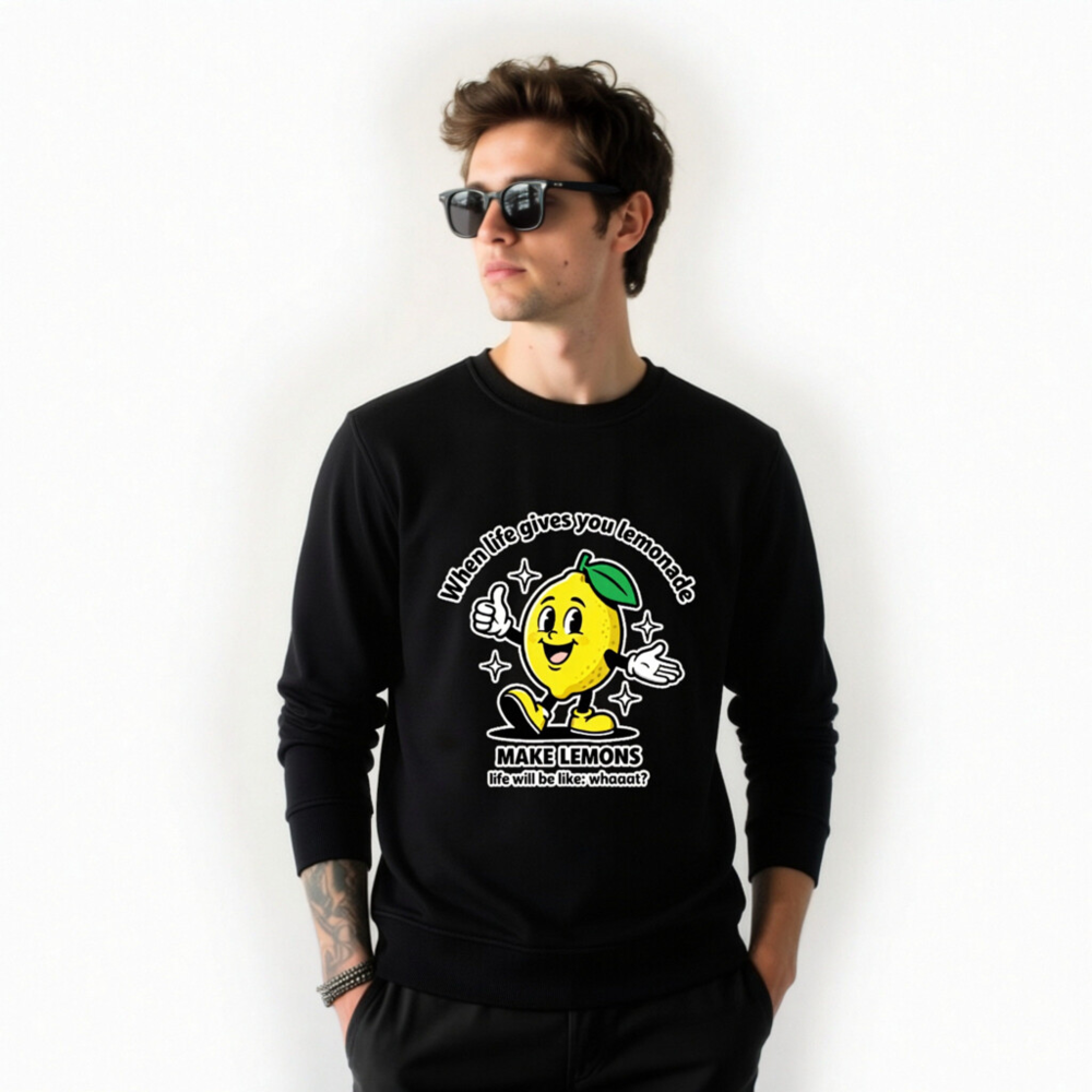 Unisex Organic Sweatshirt | Lemon Motivational Graphic - Make Lemons, Not Life - Image 8