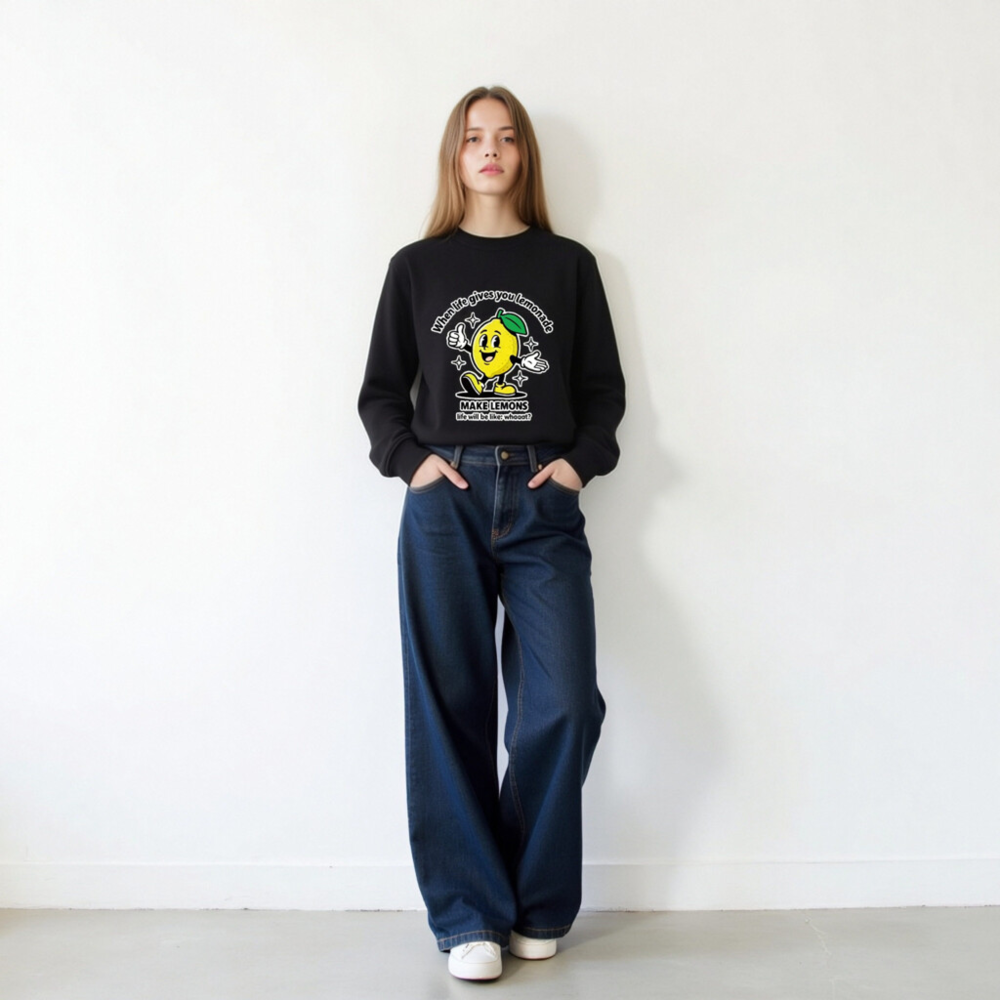 Unisex Organic Sweatshirt | Lemon Motivational Graphic - Make Lemons, Not Life - Image 9