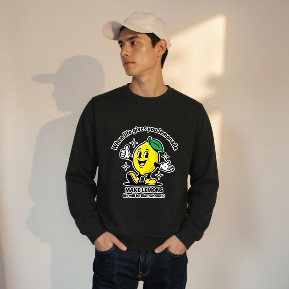 Unisex Organic Sweatshirt | Lemon Motivational Graphic - Make Lemons, Not Life - Image 10