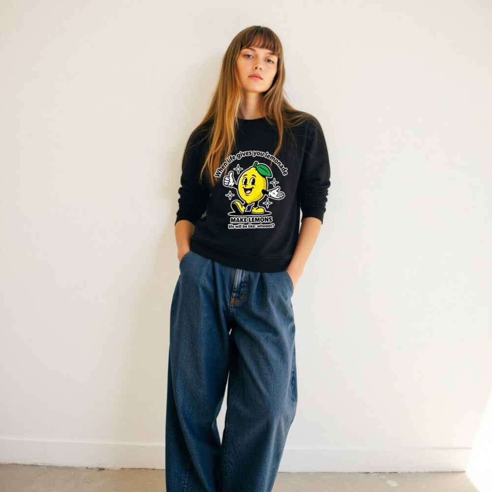 Unisex Organic Sweatshirt | Lemon Motivational Graphic - Make Lemons, Not Life - Image 11