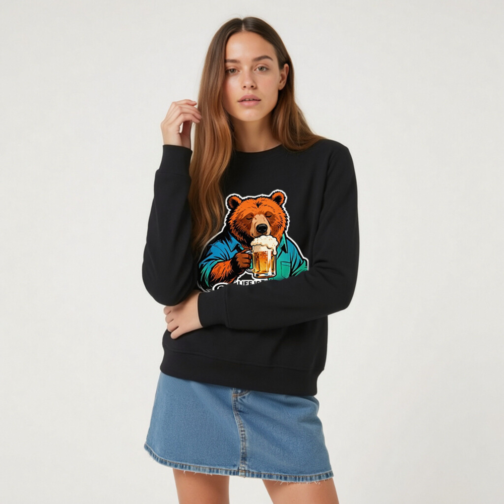 Unisex Organic Sweatshirt | Life Is Beertiful Bear Beer Mug Design - Image 6