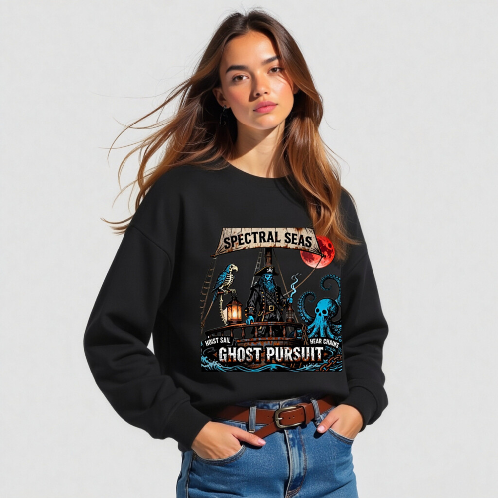 Spectral Seas Ghost Pursuit Unisex Organic Sweatshirt | Hoist Sail, Hear Chains - Image 4